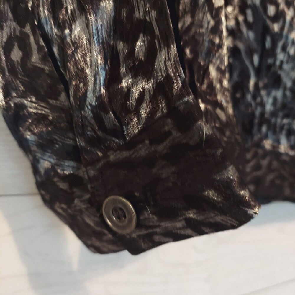 Ruby Rd Shacket Black Silver Animal Print 12P Button Up Metallic - Picture 7 of 10